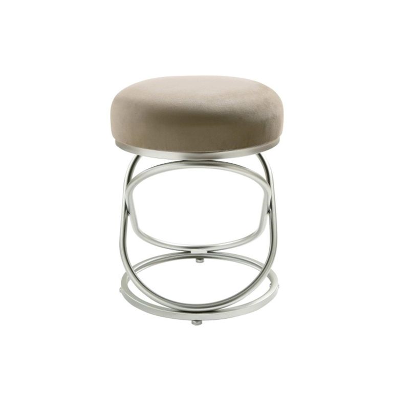 Rizzo Stool - Round - Taupe Velvet Fabric