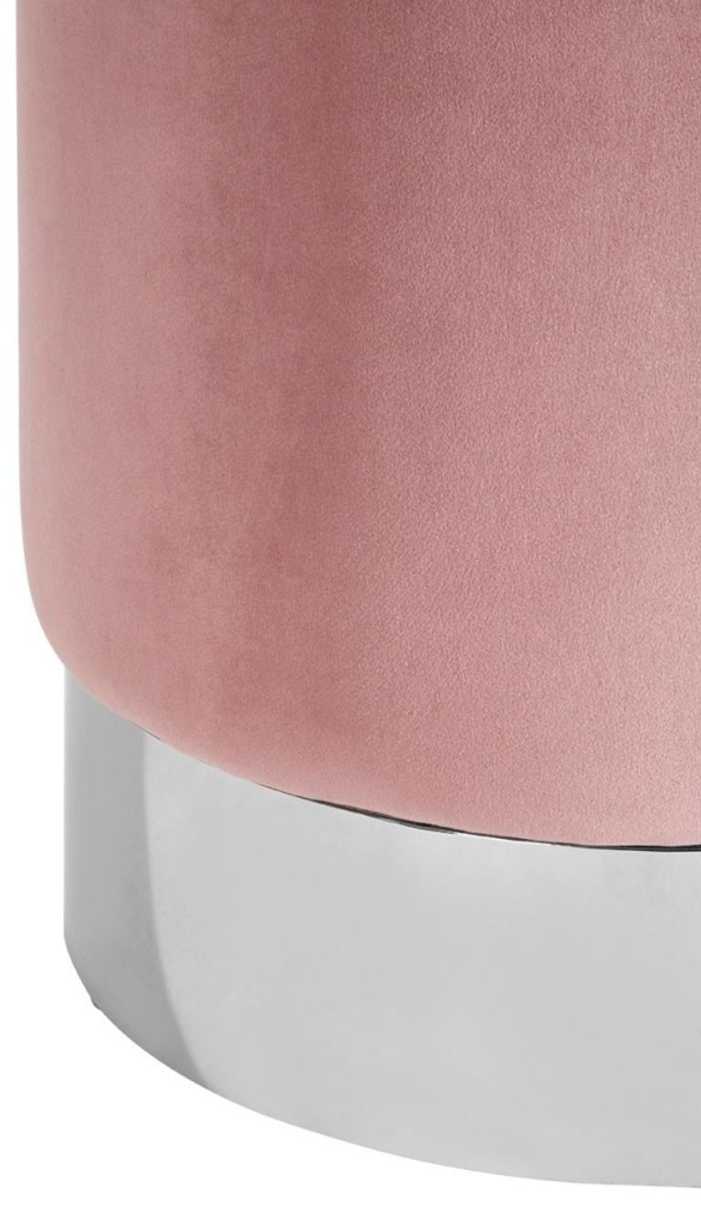 Vogue Round Stool - Pink Velvet Fabric