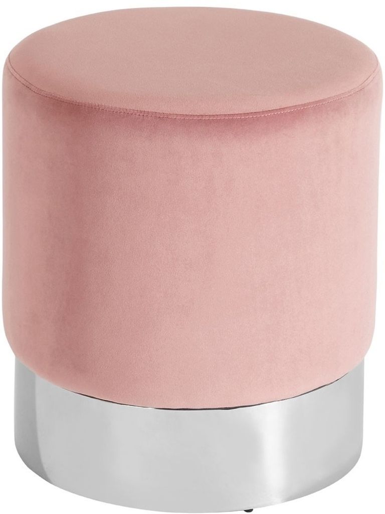 Vogue Round Stool - Pink Velvet Fabric