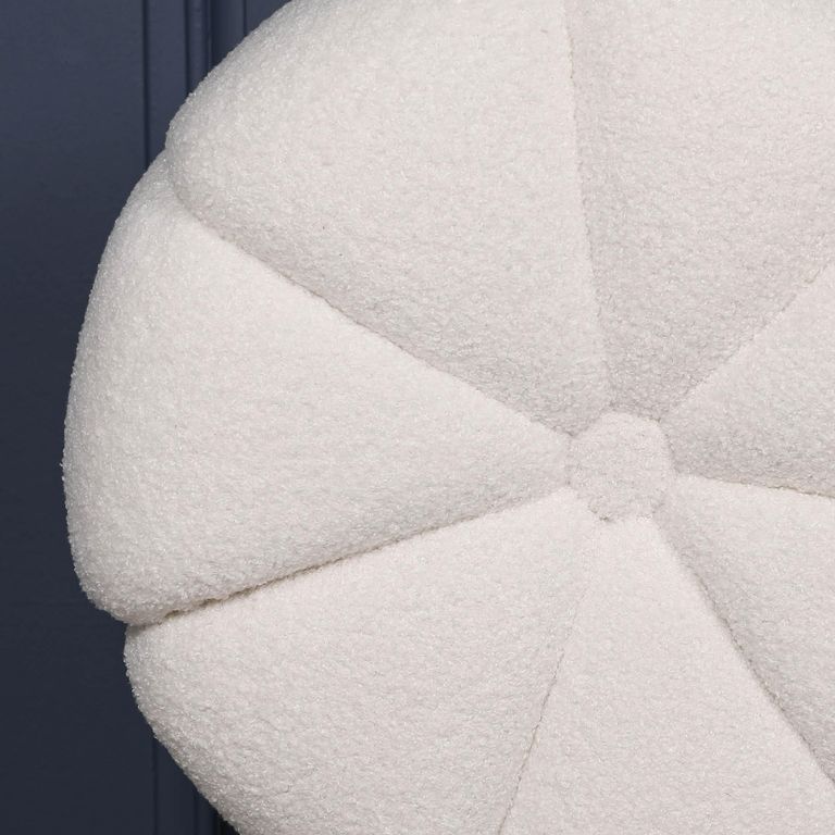 Petal Round Stool - White Boucle Fabric