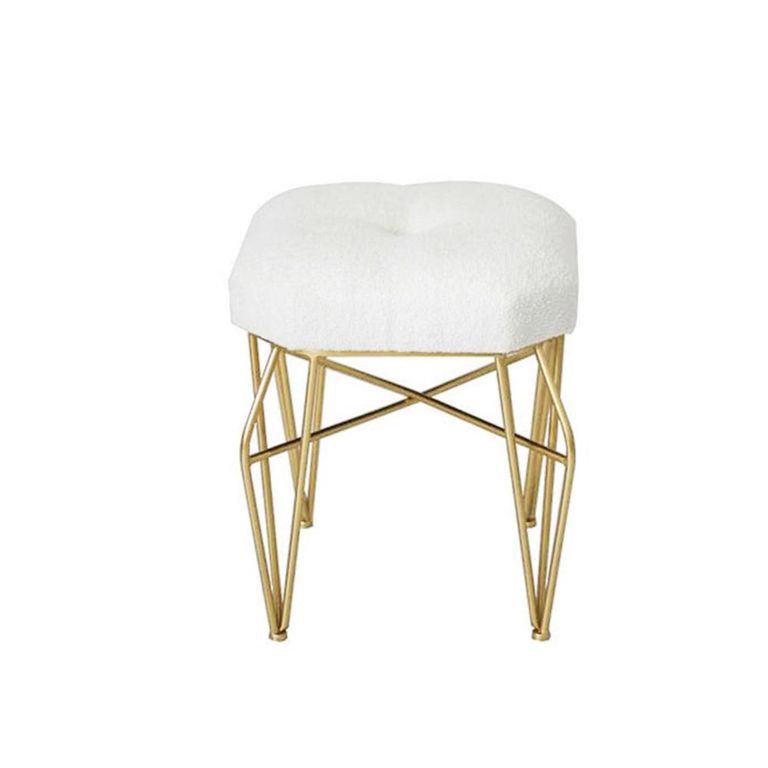Square Stool - Square - White Boucle Fabric
