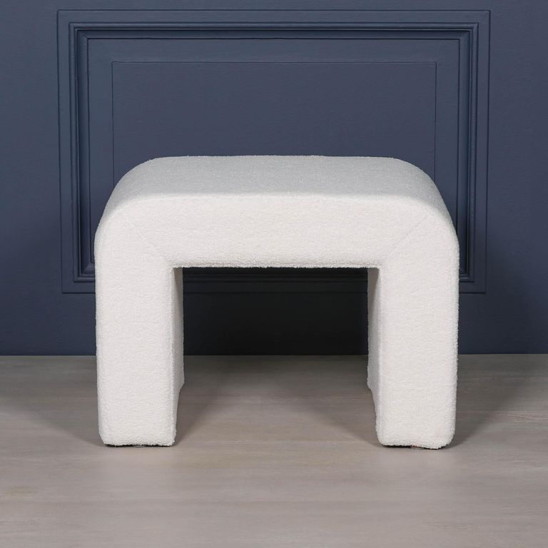 Upholstered Arch Stool - White Boucle