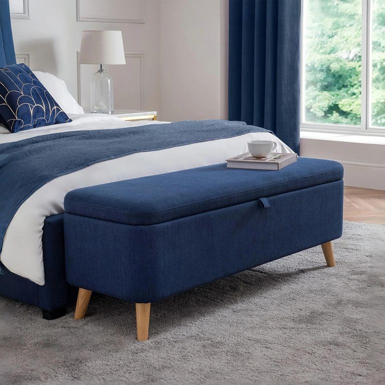 Astrid Blanket Box - Blue Fabric