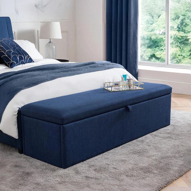 Sorrento Blanket Box - Blue Fabric