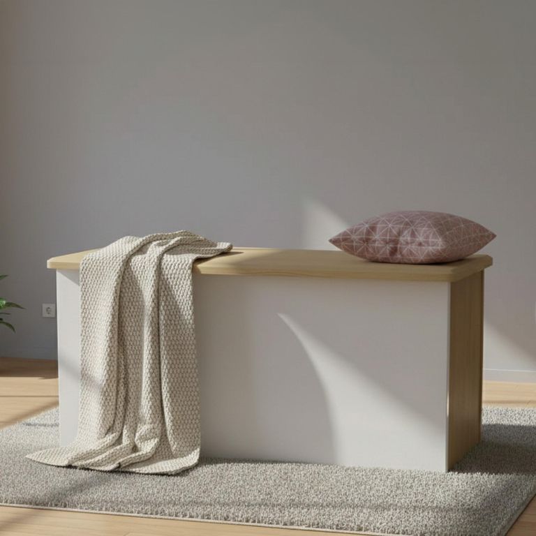 Knightsbridge White Gloss and Light Oak Blanket Box