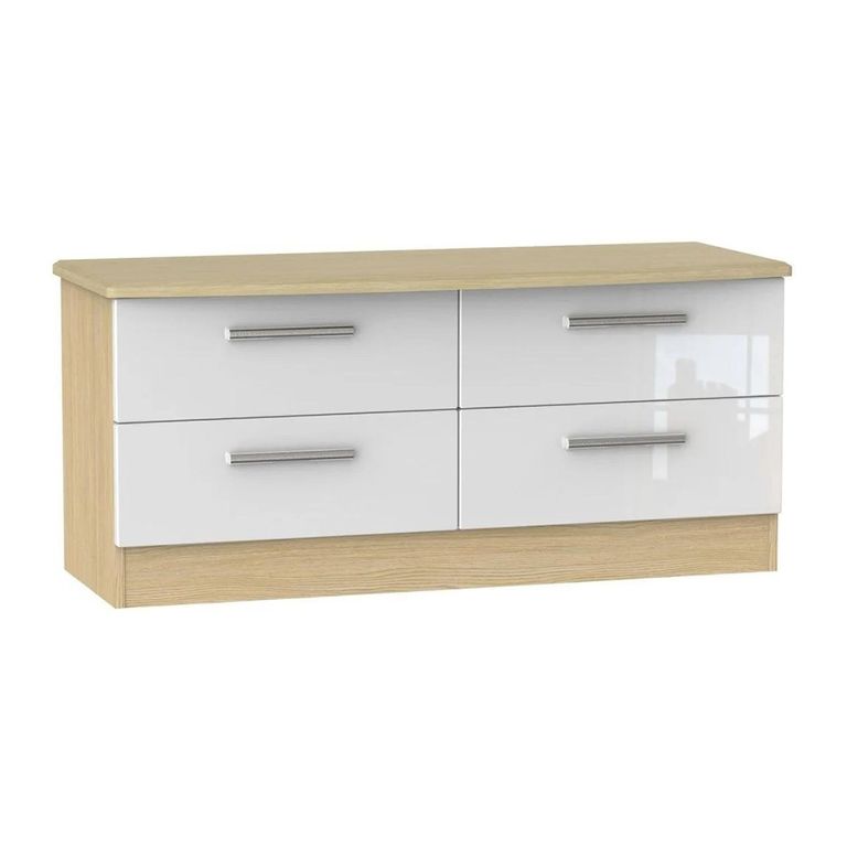 Knightsbridge White Gloss and Light Oak Bed Box