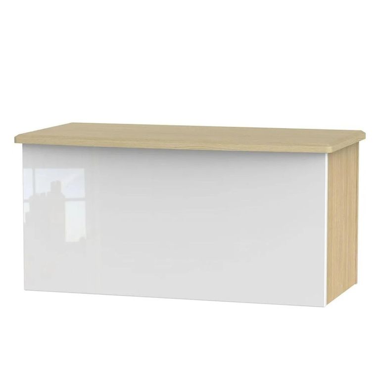 Knightsbridge White Gloss and Light Oak Blanket Box