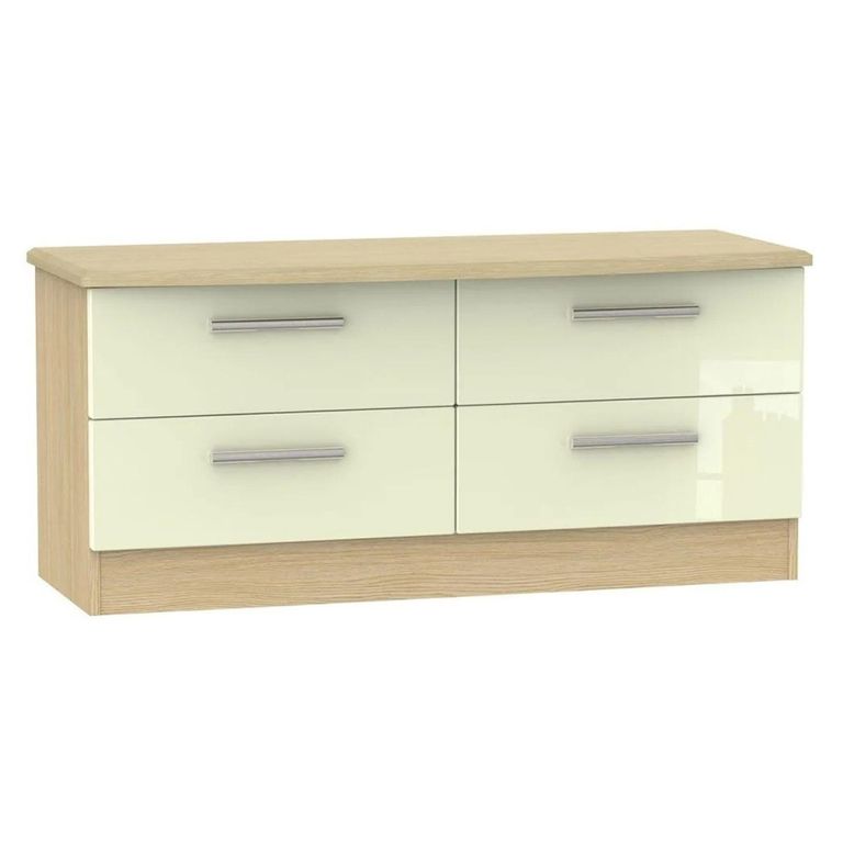 Knightsbridge Bed Box - Cream Gloss and Light Oak