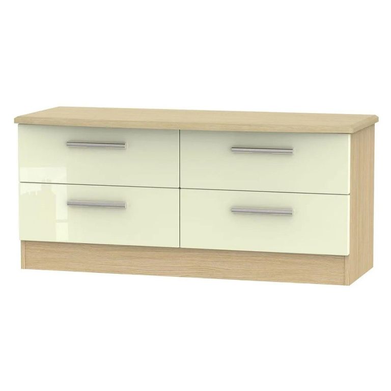 Knightsbridge Bed Box - Cream Gloss and Light Oak