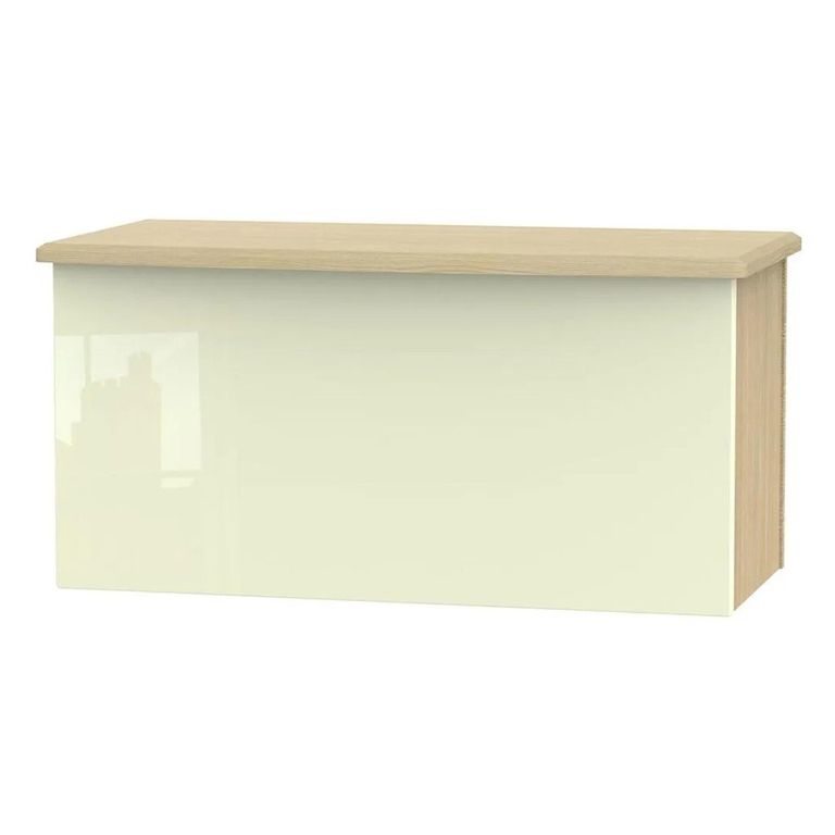 Knightsbridge Blanket Box - Cream Gloss and Light Oak