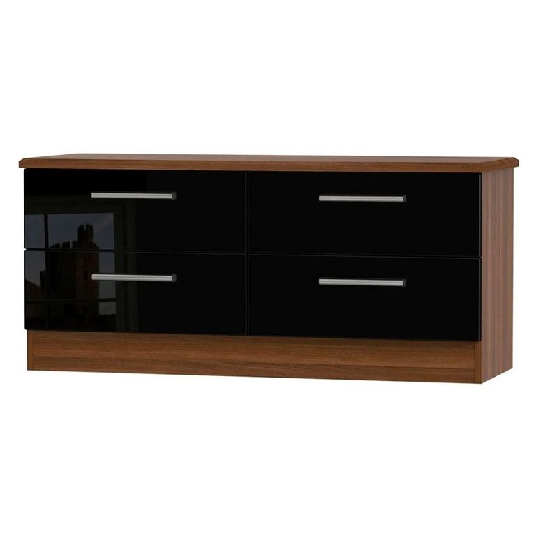 Knightsbridge Bed Box - Black Gloss and Walnut