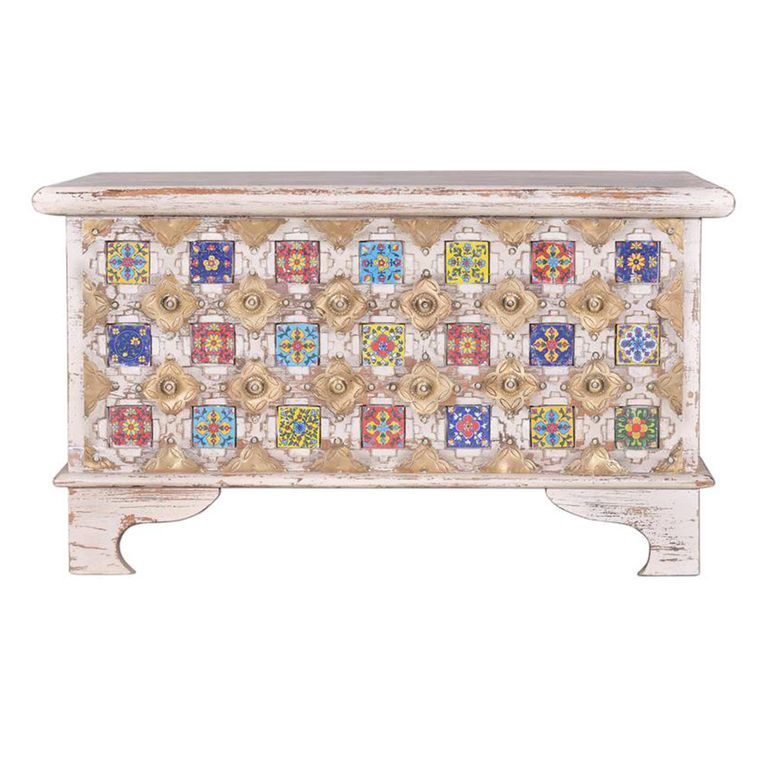 Awendaw Storage Trunk - Mango Wood - White Washed