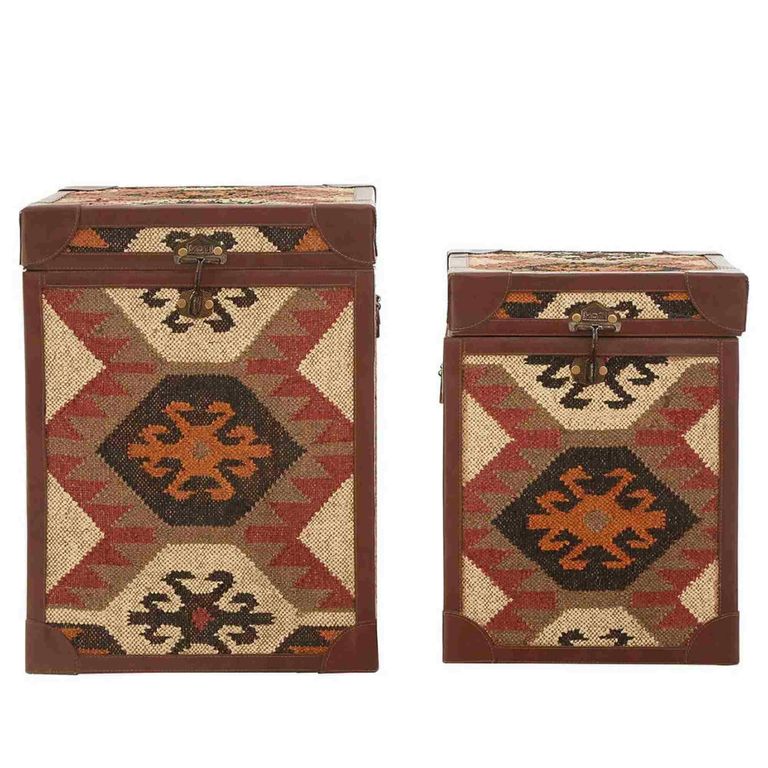 Aztec Side Table - Set of 2 - Black - Storage Trunk