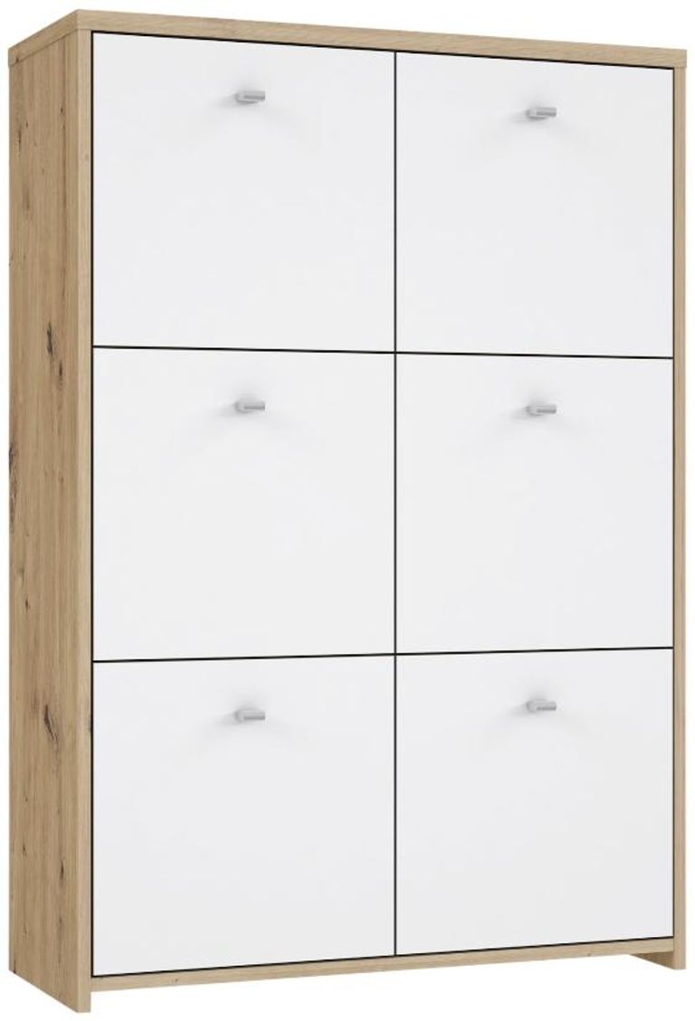 Best Oak and White 6 Door Storage Cabinet