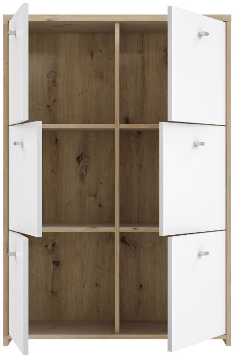 Best Oak and White 6 Door Storage Cabinet