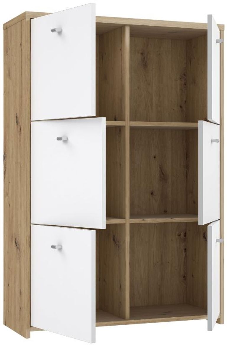Best Oak and White 6 Door Storage Cabinet