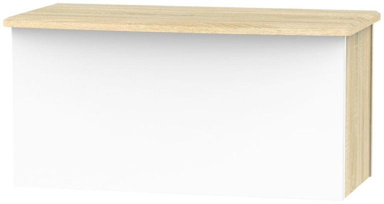 Camden White Gloss and Oak Effect Blanket Box