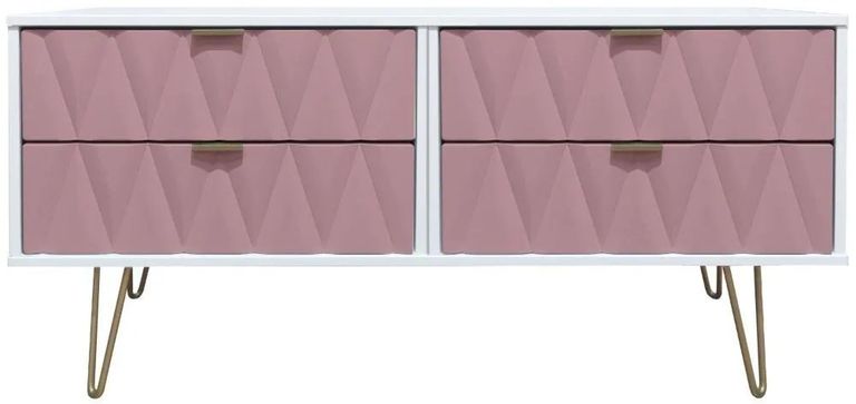 Clearance - Diamond Bed Box with Hairpin Legs - Kobe Pink and White - FS025