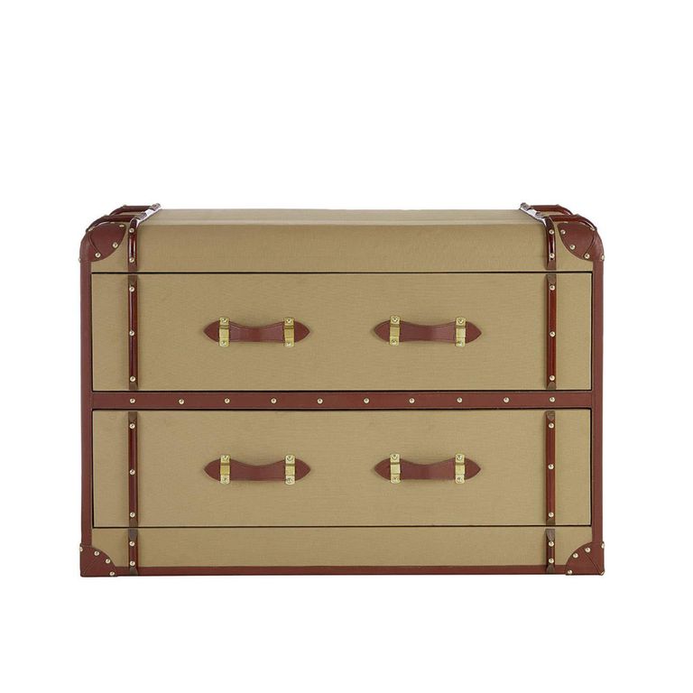Columbus Cabinet - 2 Drawer - Canvas with Leather Trim
