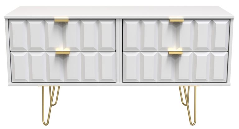 Cube White Bed Box with Gold Hairpin Legs