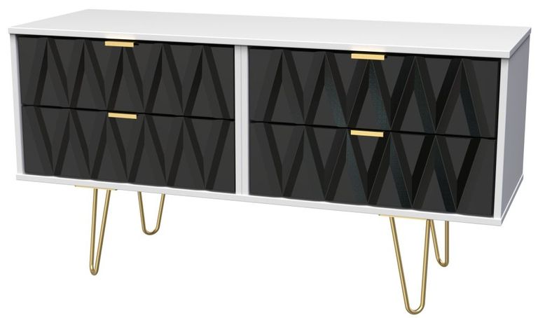 Diamond Black and White Bed Box with Gold Hairpin Legs
