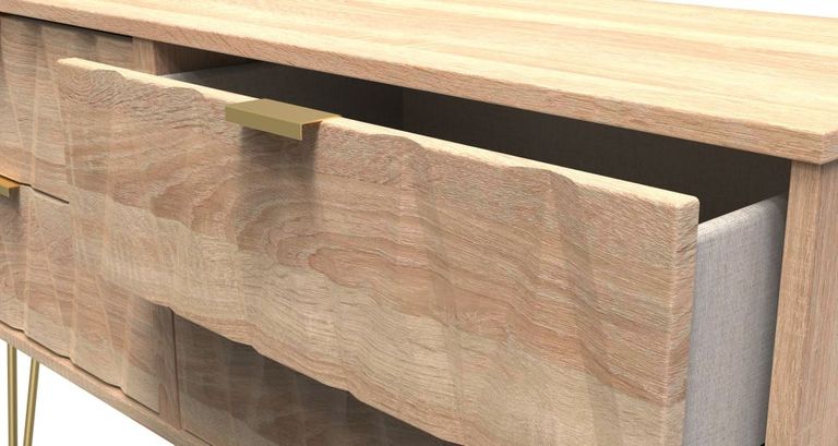 Diamond Oak Effect Bed Box with Gold Hairpin Legs