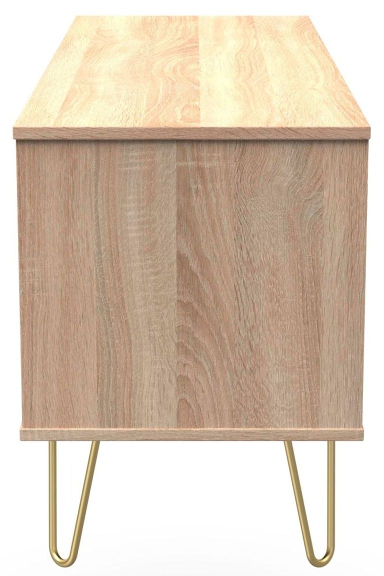 Diamond Oak Effect Bed Box with Gold Hairpin Legs