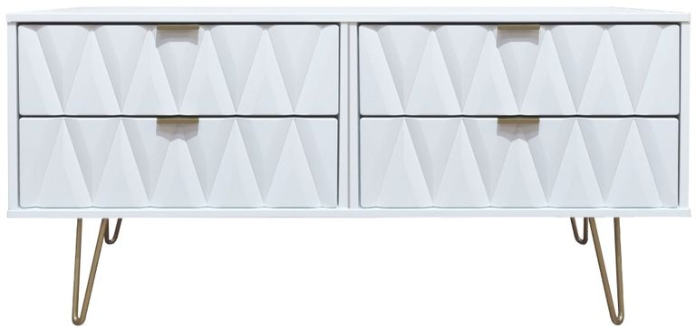 Diamond White Bed Box with Gold Hairpin Legs