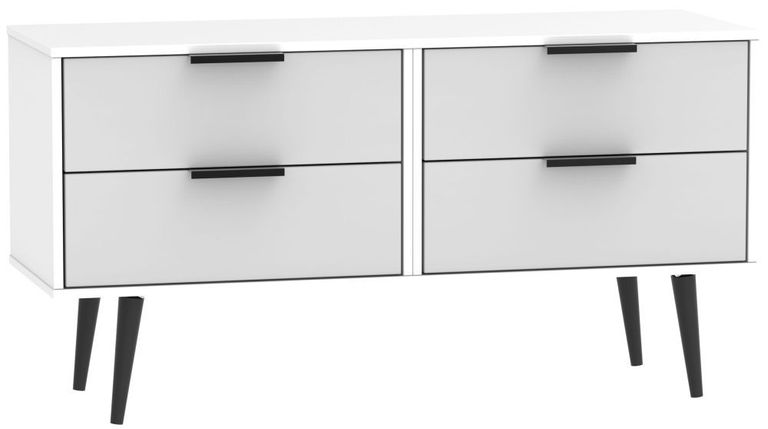 Hong Kong Grey and White Bed Box with Wooden Legs