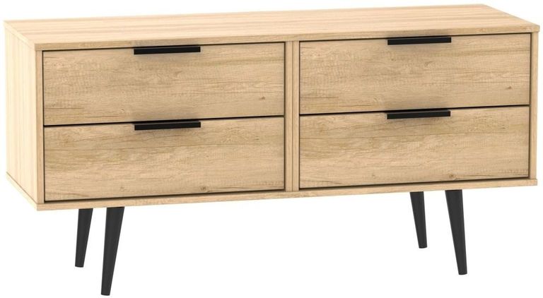 Hong Kong Oak Effect Bed Box with Wooden Legs
