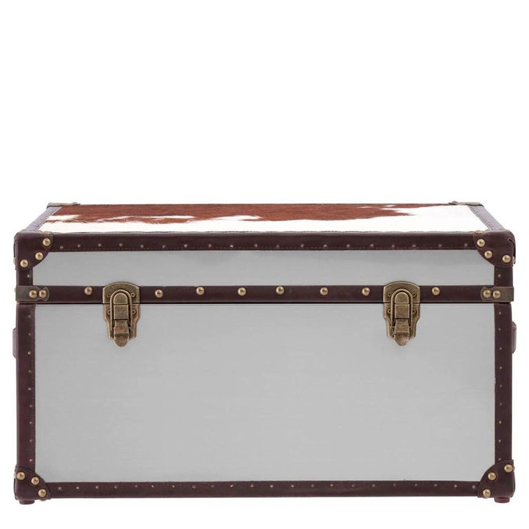 Kensington Townhouse Storage Trunk - Brown and White Leather