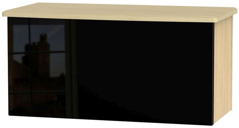 Knightsbridge Black Gloss and Light Oak Blanket Box