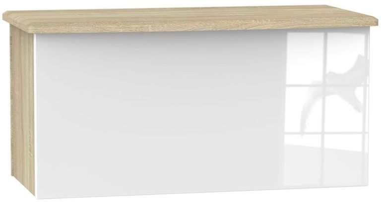 Knightsbridge White Gloss and Oak Effect Blanket Box