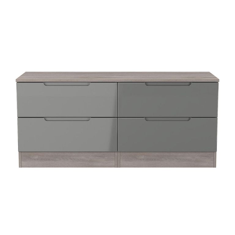 Milan Grey Gloss and Grey Oak Bed Box