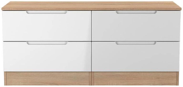 Milan White Gloss and Oak Effect Bed Box