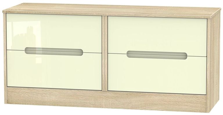 Monaco Cream Gloss and Oak Effect Bed Box