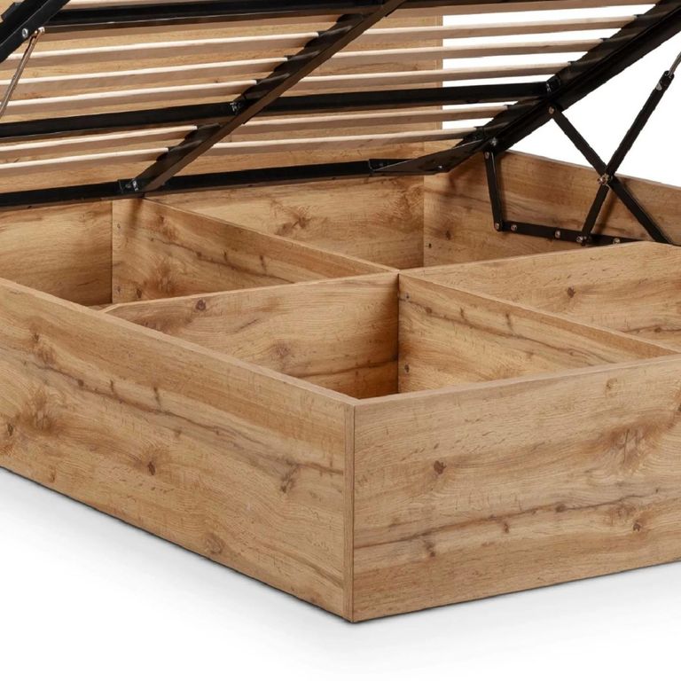 Bali Oak Ottoman Storage Bed - Sizes Available