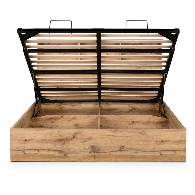 Bali Oak Ottoman Storage Bed - Sizes Available