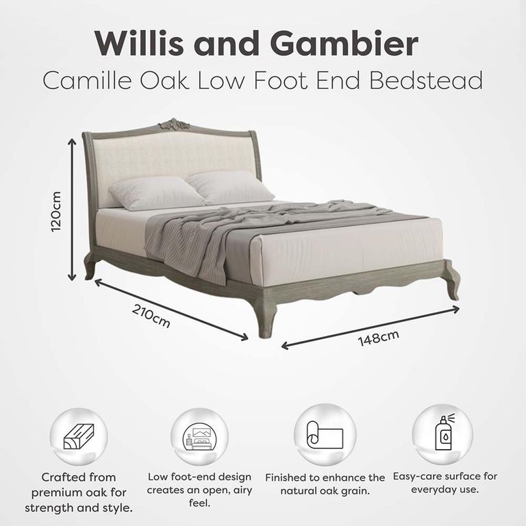 Camille Low Foot End Bed - Grey Oak - Sizes Available