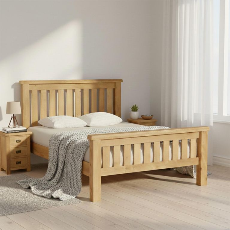 Salisbury Premium Slatted Bed - Oak - Sizes Available