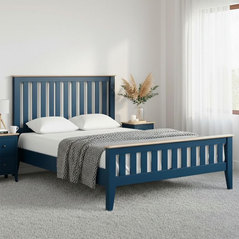 Marlow Slatted Bed - Blue - 6ft Queen Size