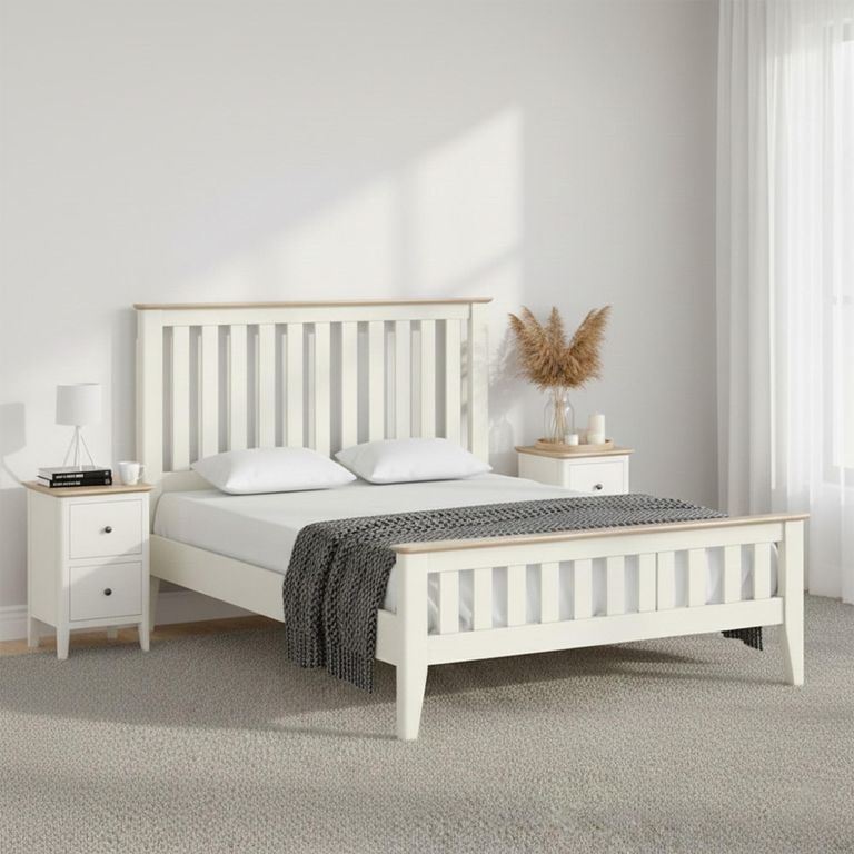 Marlow Slatted Bed - White - 4ft 6in Double