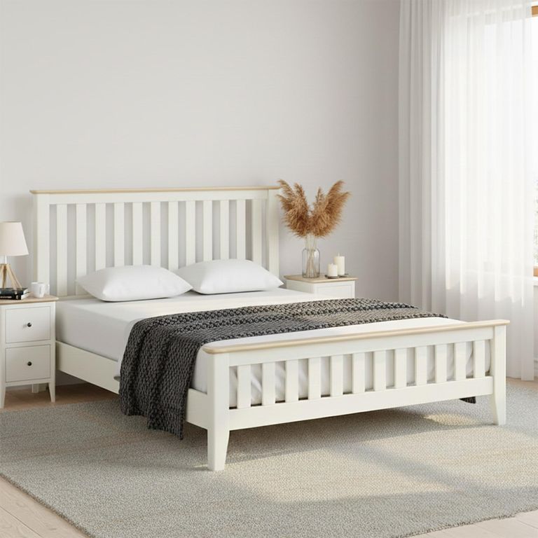 Marlow Slatted Bed - White - 5ft King Size