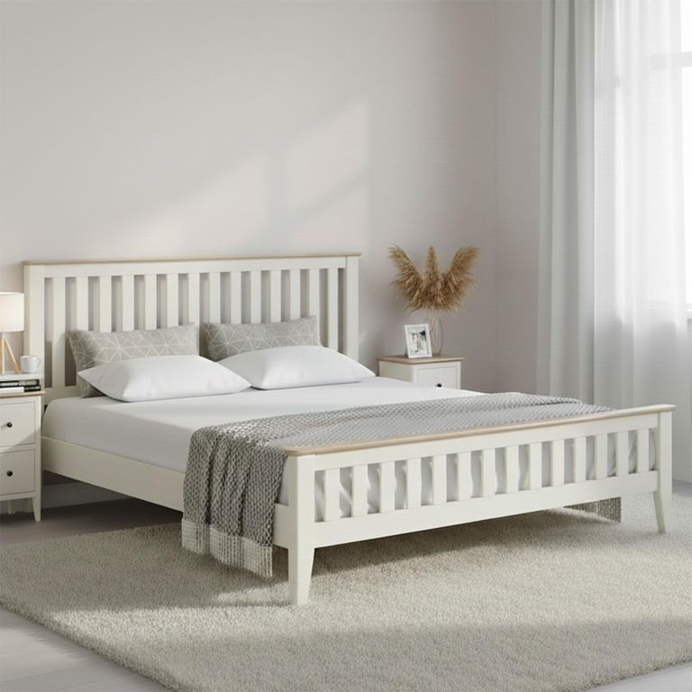 Marlow Slatted Bed - White - 6ft Queen Size