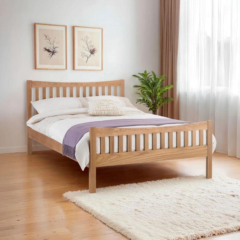Bergamo Slatted Bed - Oak - Sizes Available