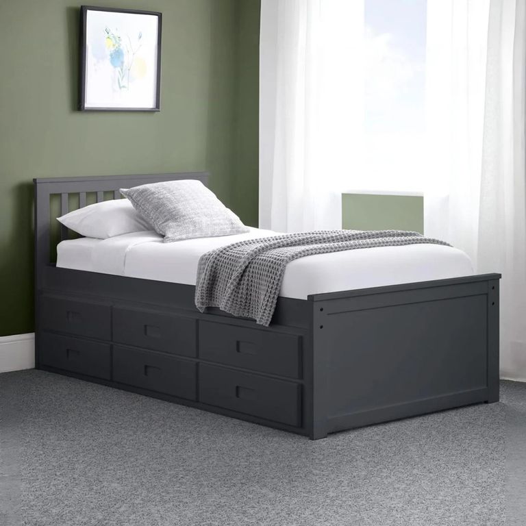 Maisie Bed with Underbed Drawer - Dark Grey