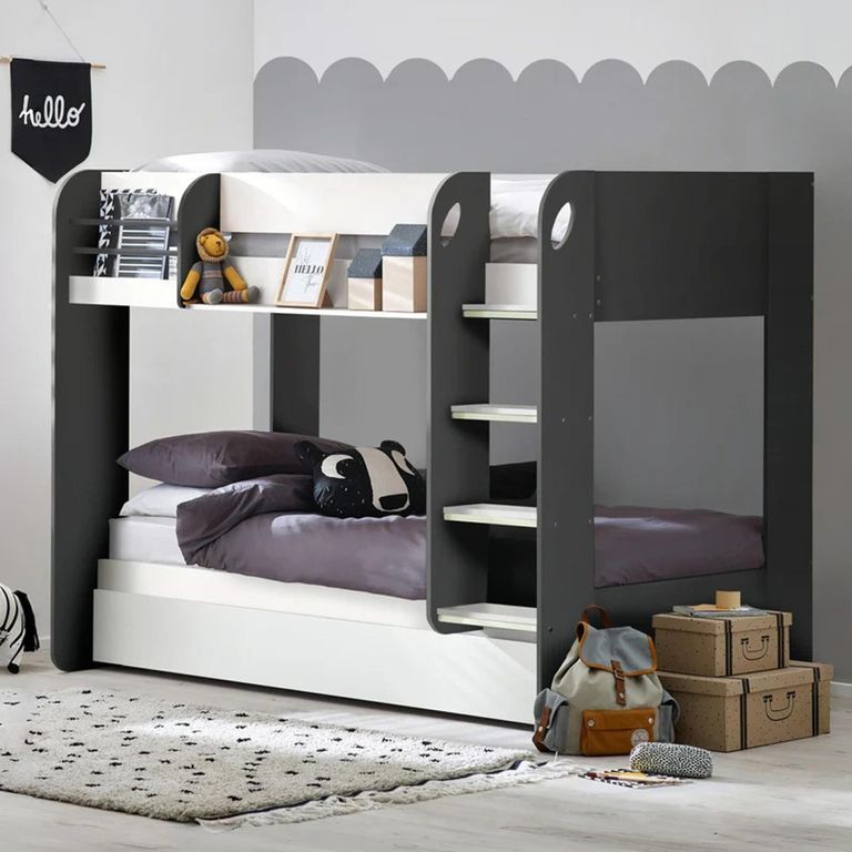 Mars Bunk Bed - Charcoal Oak with White Fabric