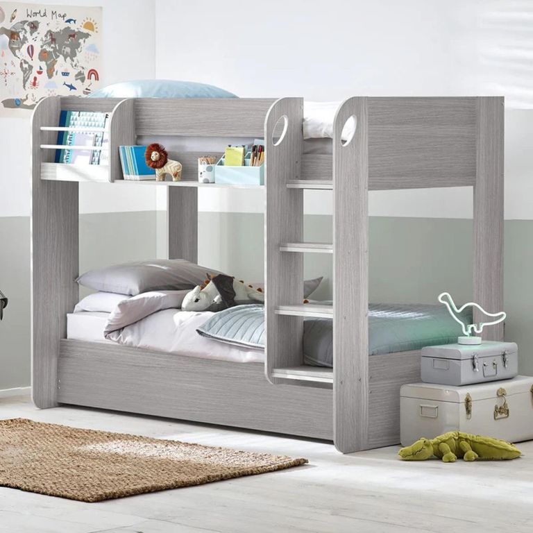 Mars Bunk Bed - Grey Oak with White Fabric