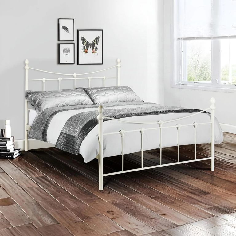 Rebecca Metal Frame Bed - White - Sizes Available