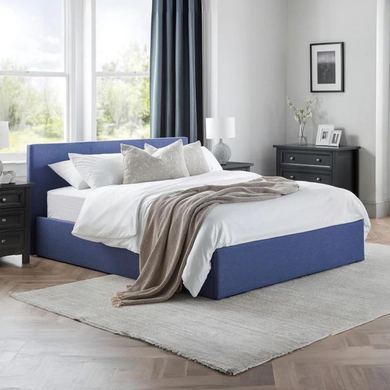Rialto Ottoman Storage Bed - Blue Fabric - Sizes Available